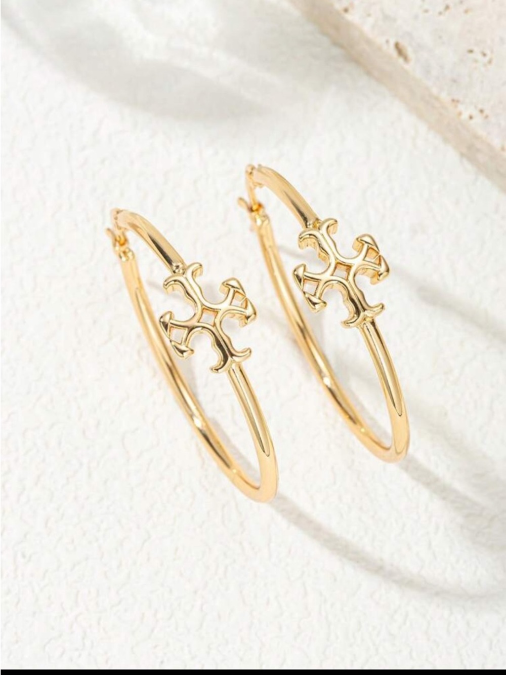 Tory Burch Gold Hoop Earrings-NEW - Picture 2 of 5